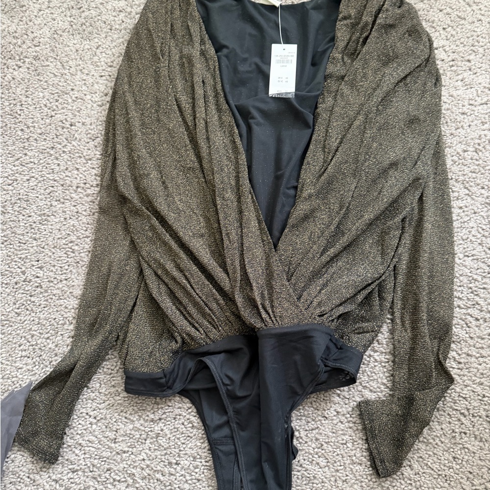 Abercrombie & Fitch Shimmering Gold and Black Bodysuit